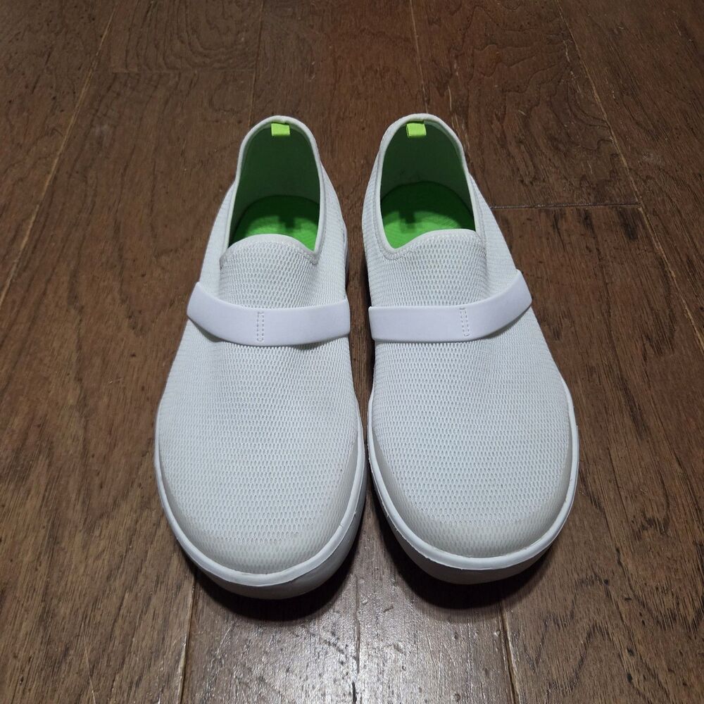 OOFOS OOmg Low All White Mesh Slip On Recovery Comfort Shoes Women's Size 10
